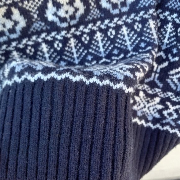 Tommy Hilfiger Blue & White Lambswool Blend Fair Isle Sweater Size XL Apres Ski - Picture 9 of 14